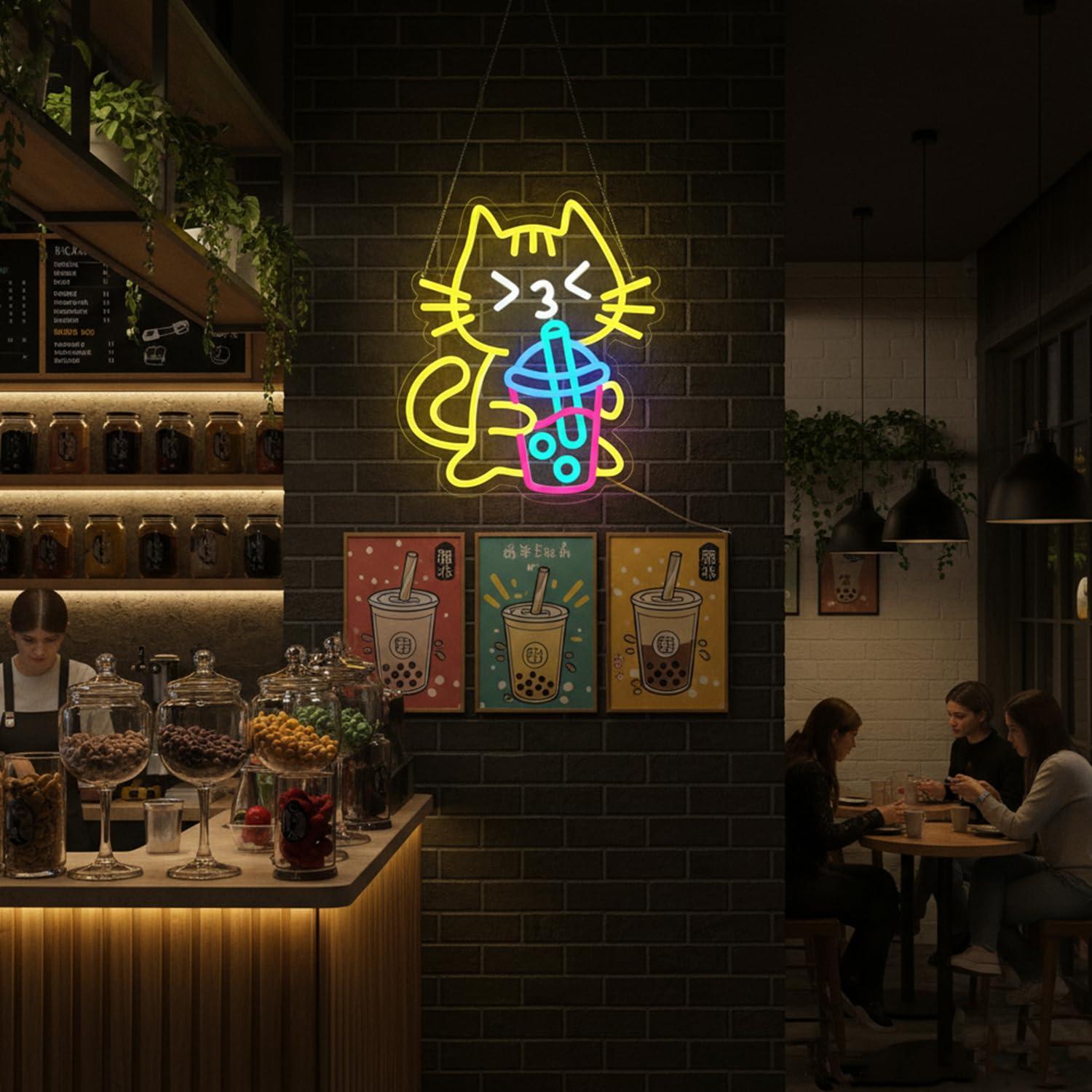 Katten Boba Thee Neonbord Scha - Coffee Tea Neon Sign recensie en prijs