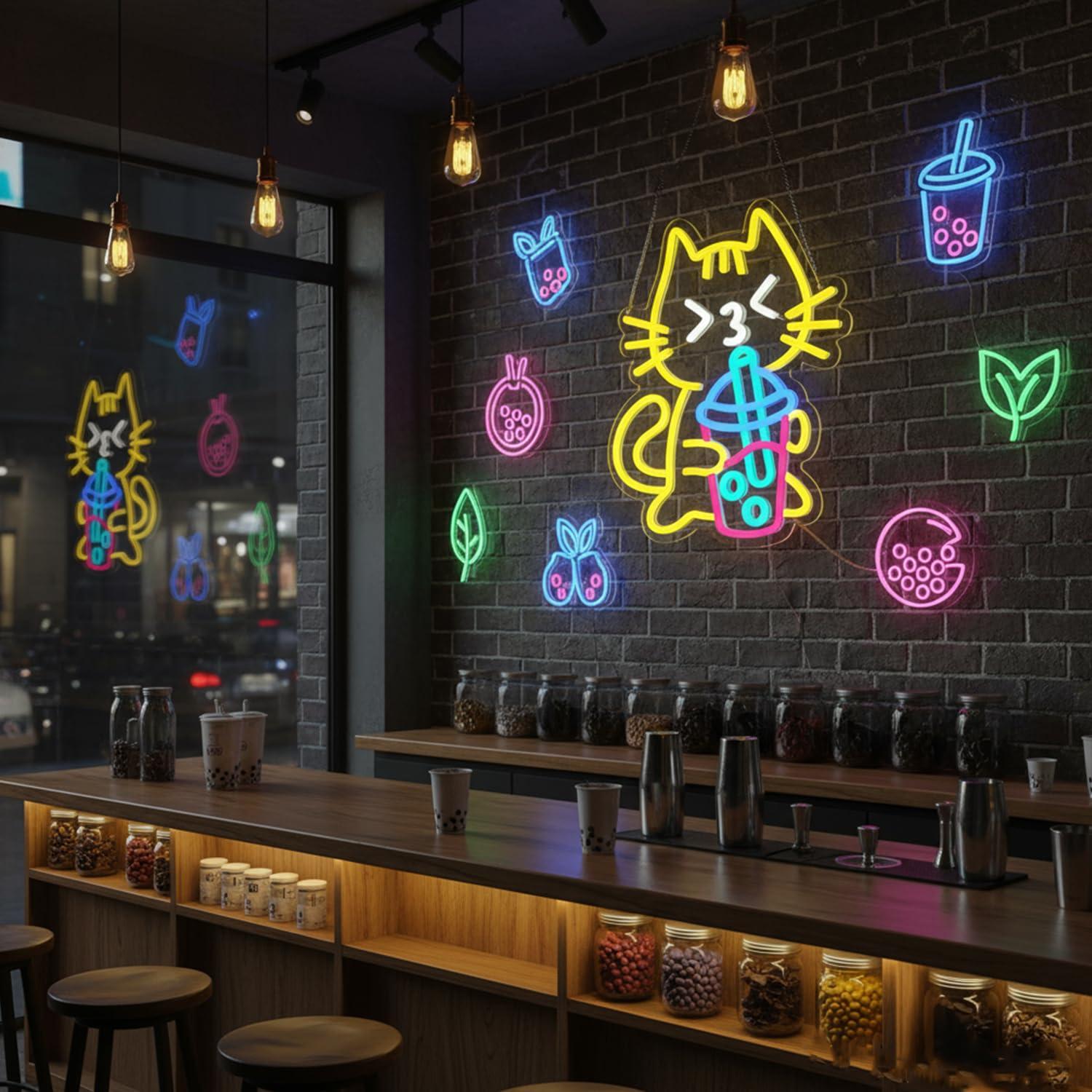 Katten Boba Thee Neonbord Scha - Coffee Tea Neon Sign recensie en prijs